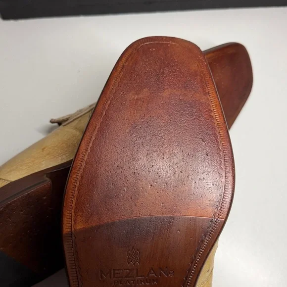 Mezlan Platinum Ostrich Quill Penny Loafers Men’s Size US 10.5 M - Picture 14 of 16